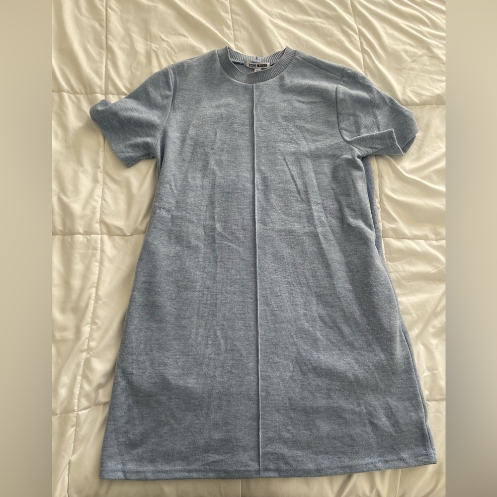 Steve Madden short sleeve sweater dress blue